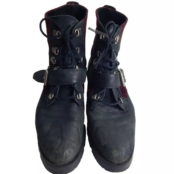 Free People Showdown Red Suede Combat Boots - Picture 4 of 6